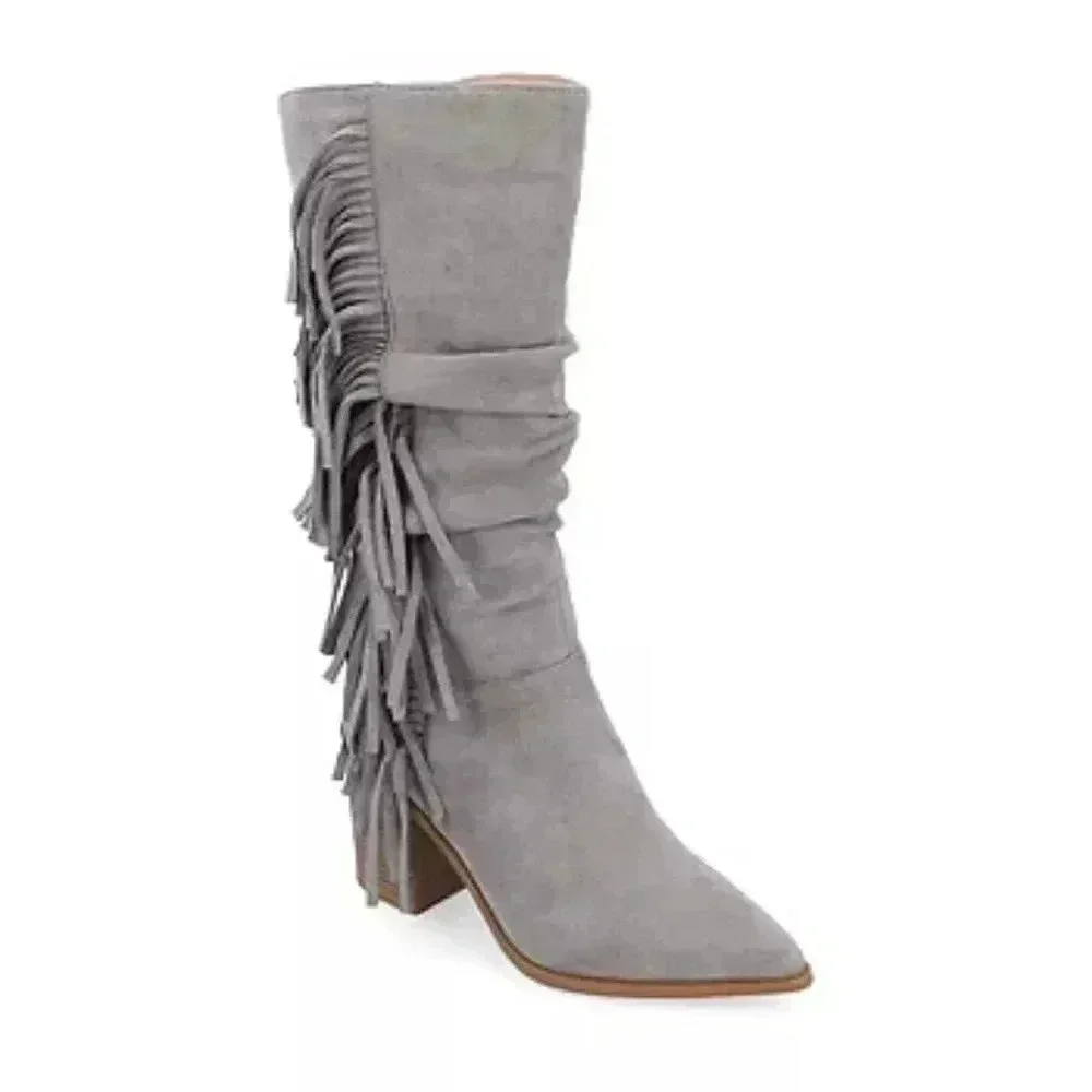 Hartly Women's Stacked Heel Dress Boots from the Journee Collection 7.5